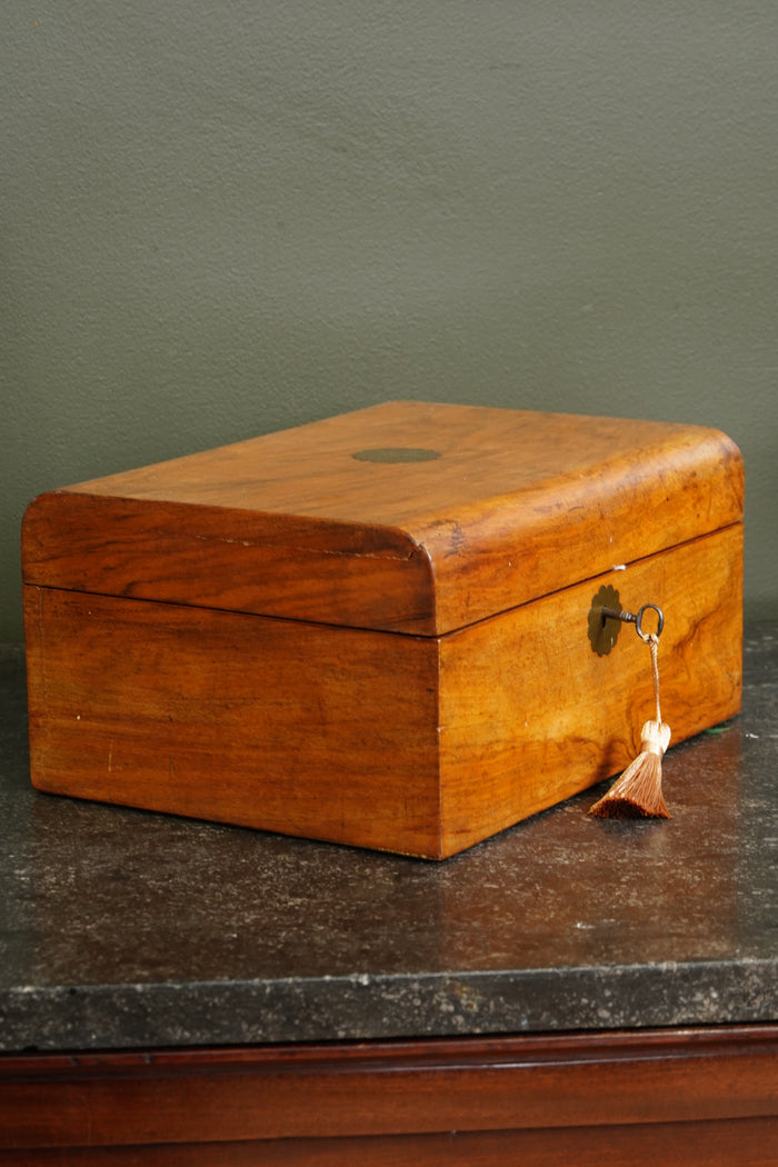 Antique Edwardian English Walnut Keepsake Box, Circa 1900