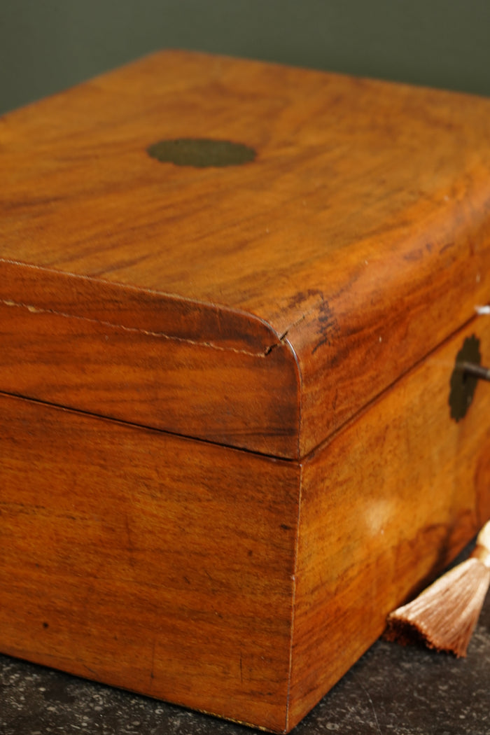 Antique Edwardian English Walnut Keepsake Box, Circa 1900