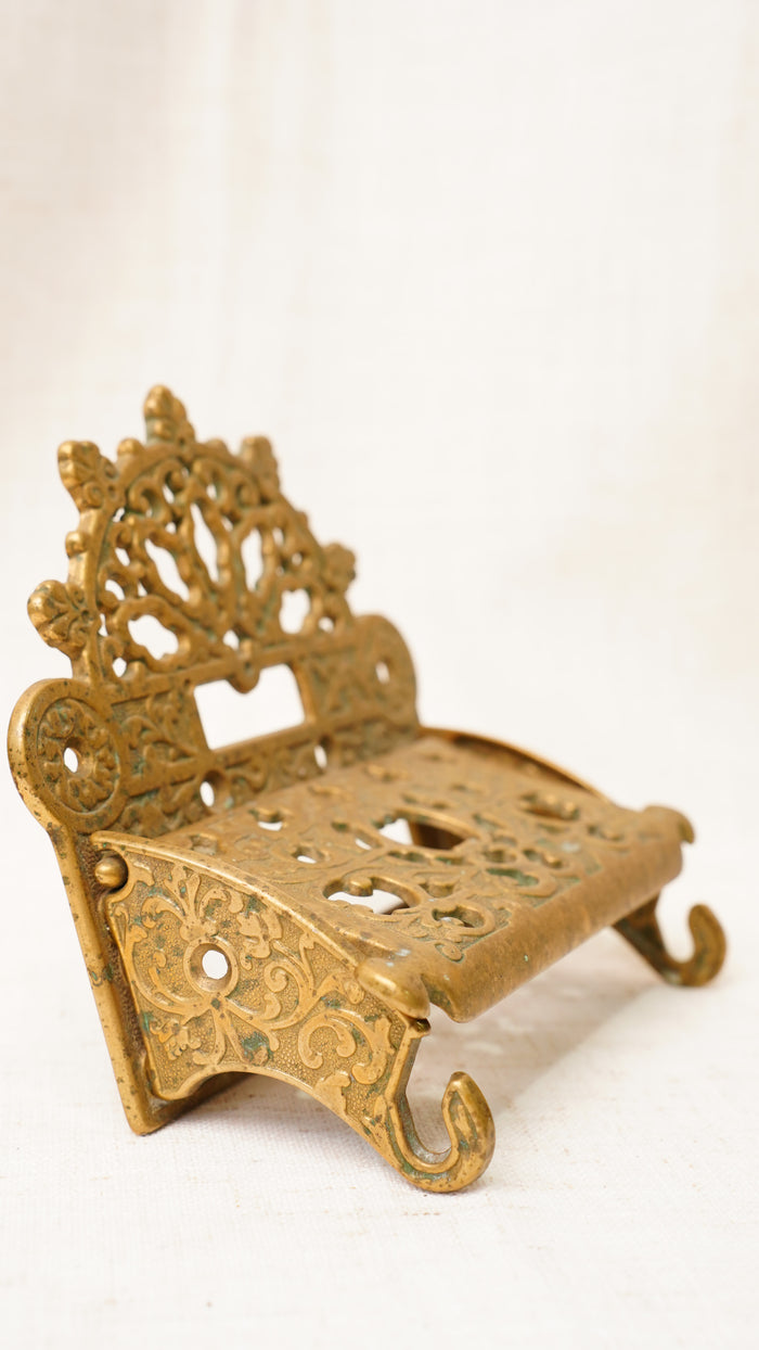 Antique English Brass Toilet Paper Holder