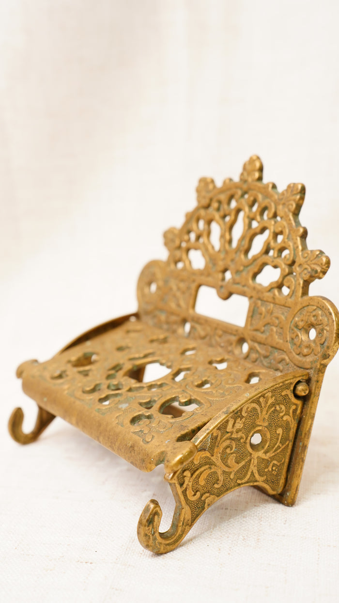 Antique English Brass Toilet Paper Holder