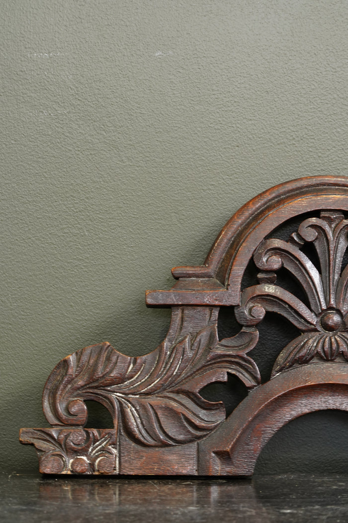 Antique English Carved Oak Pediment Crest Fragment, Circa 1880