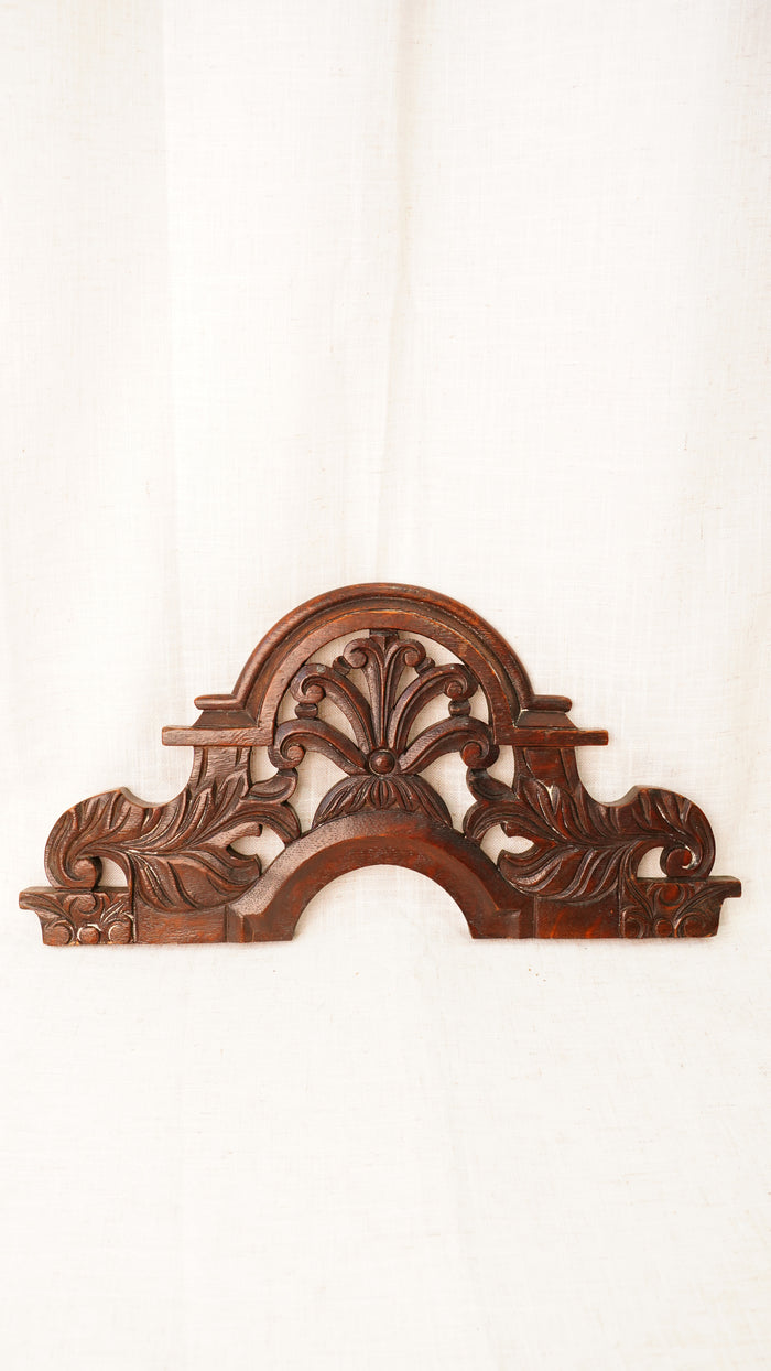 Antique English Carved Oak Pediment Crest Fragment, Circa 1880