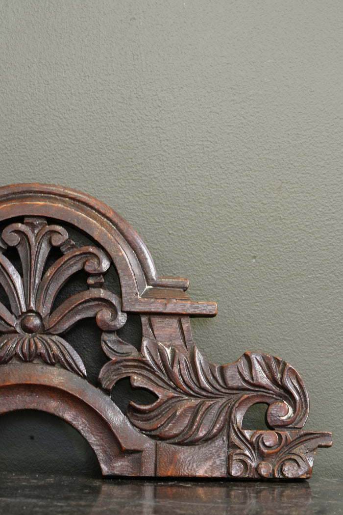 Antique English Carved Oak Pediment Crest Fragment, Circa 1880