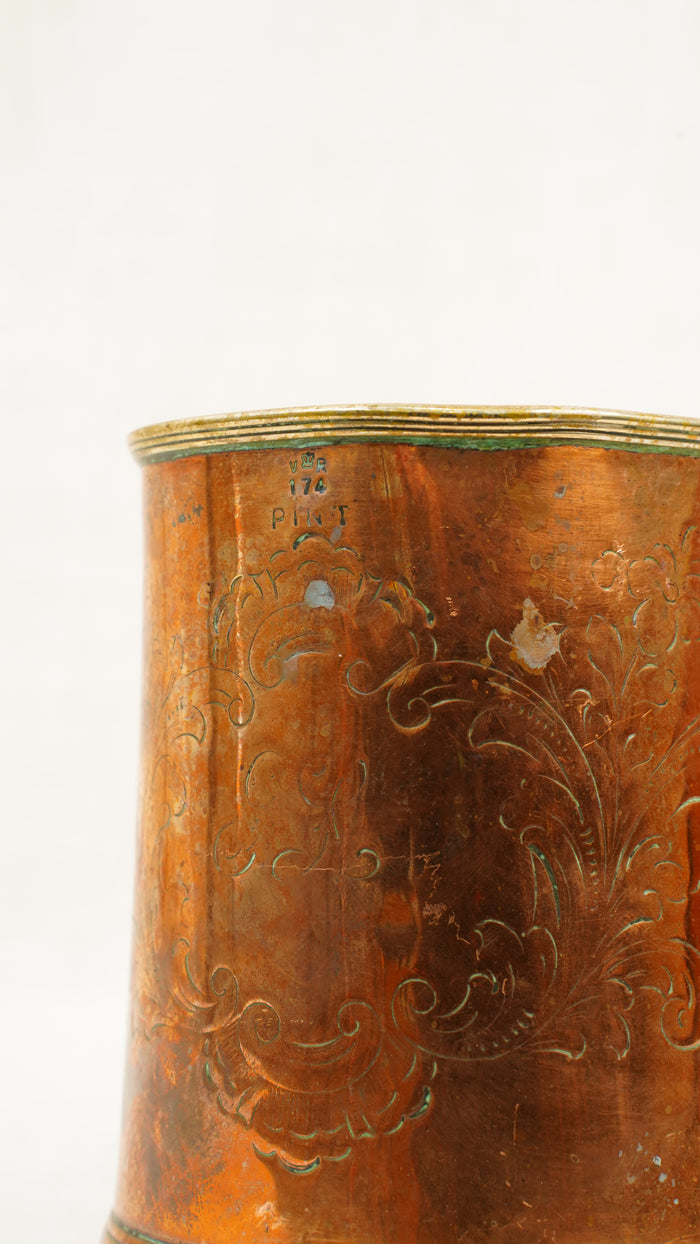 Antique English Copper Imperial Pint Pub Measure Cup