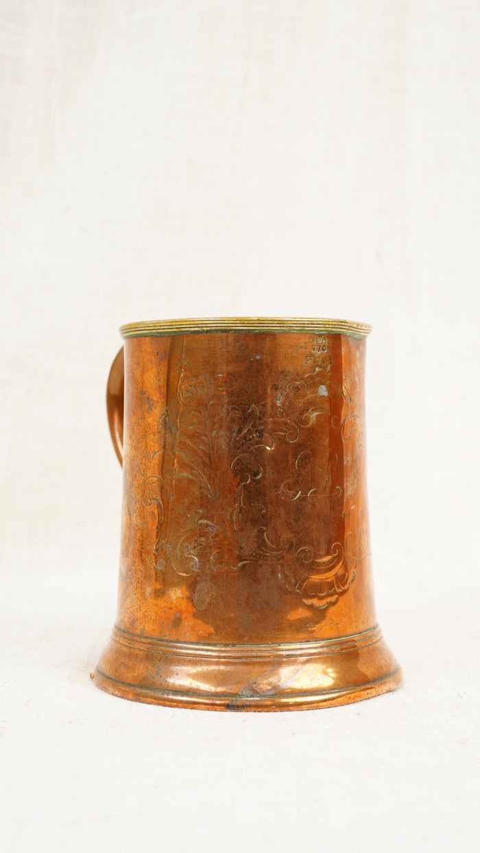 Antique English Copper Imperial Pint Pub Measure Cup
