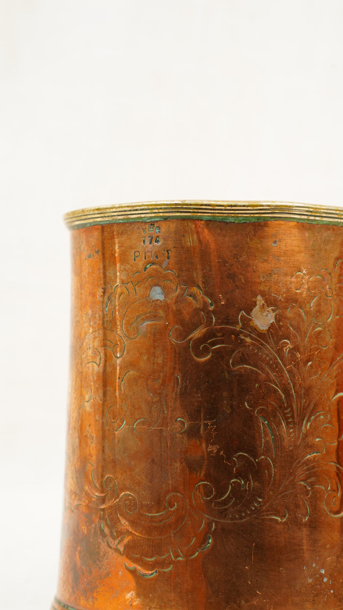 Antique English Copper Imperial Pint Pub Measure Cup