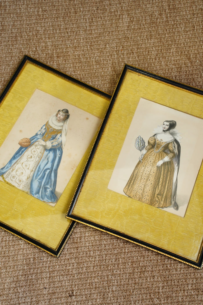 Antique English Hand-Coloured Engraved Royal Costume Plates
