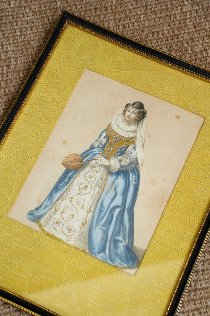 Antique English Hand-Coloured Engraved Royal Costume Plates