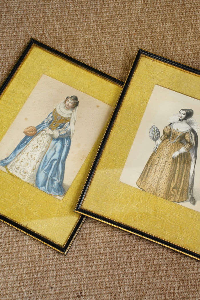 Antique English Hand-Coloured Engraved Royal Costume Plates