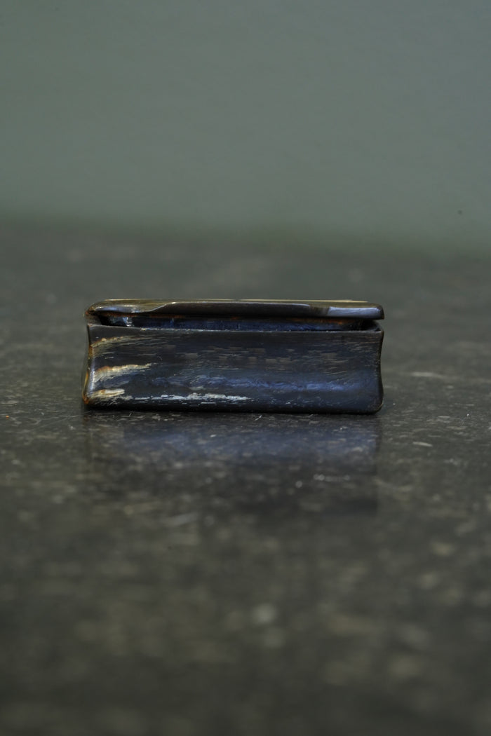 Antique English Horn Snuff Box with Bone Inlay