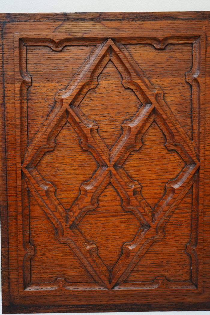 Antique English Jacobean Revival Carved Oak Panel