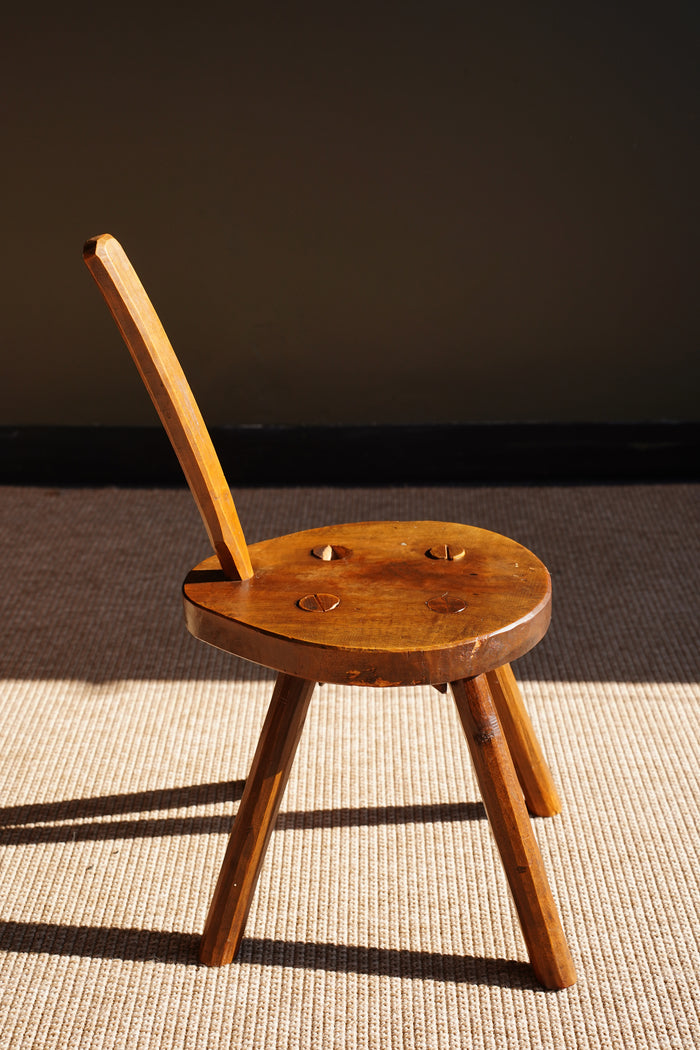 Antique French Folk Art Milking Stool