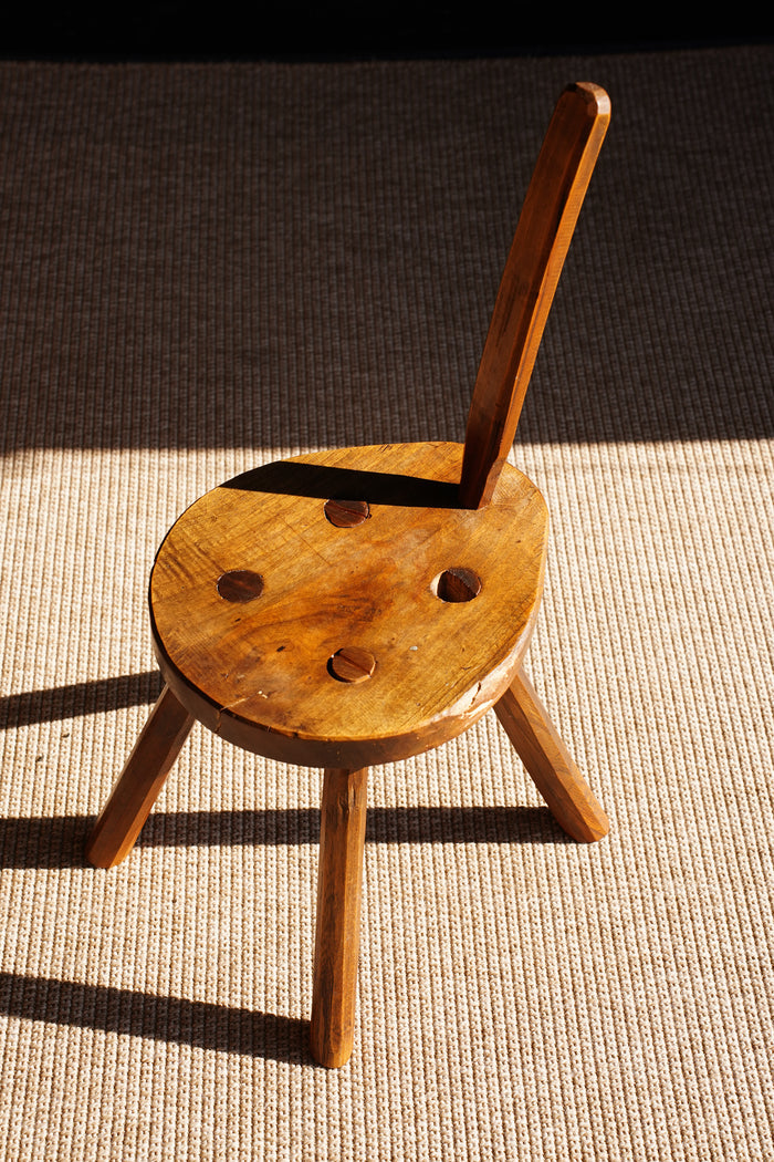 Antique French Folk Art Milking Stool