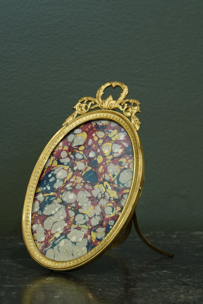 Antique French Gilt Brass Oval Picture Frame