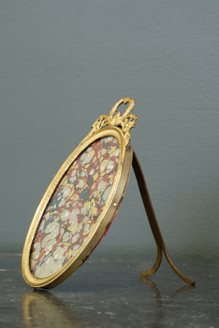 Antique French Gilt Brass Oval Picture Frame