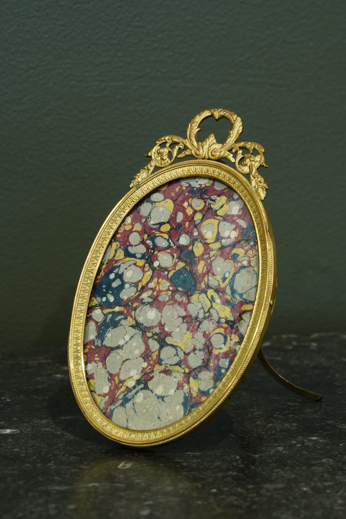 Antique French Gilt Brass Oval Picture Frame