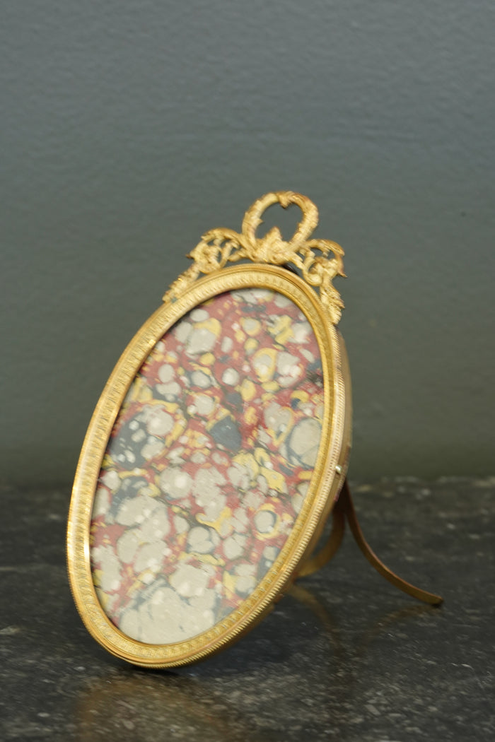 Antique French Gilt Brass Oval Picture Frame