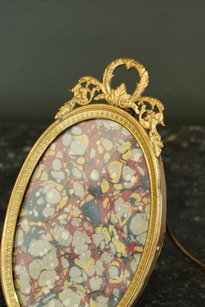 Antique French Gilt Brass Oval Picture Frame