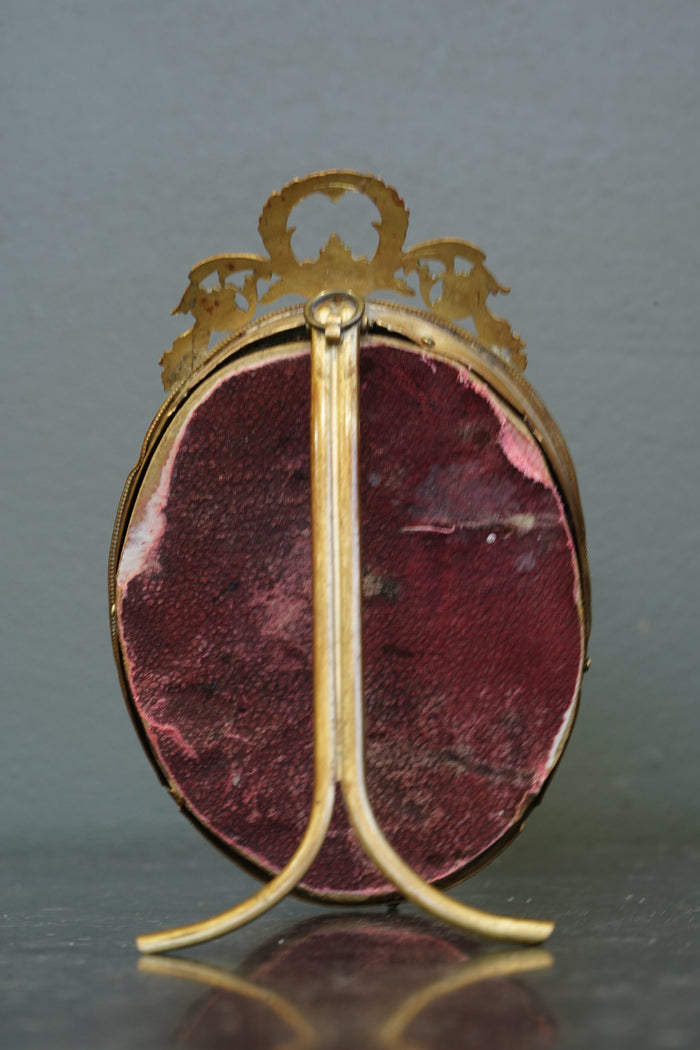 Antique French Gilt Brass Oval Picture Frame