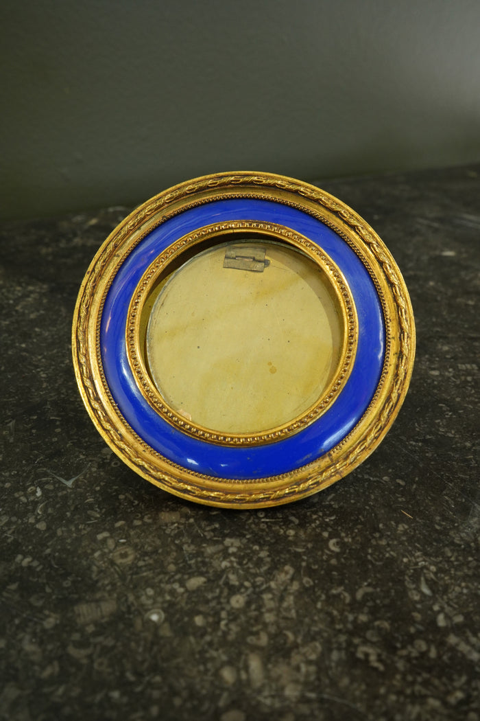 Antique French Gilt Bronze and Enamel Portrait Frame