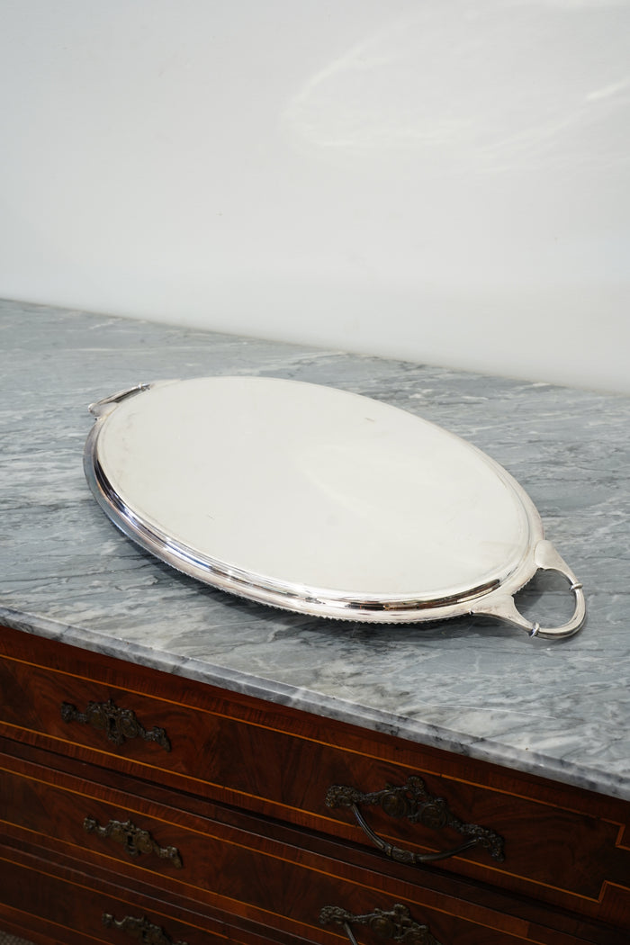 Antique Harrods Silver Plate Oval Serving Tray, English