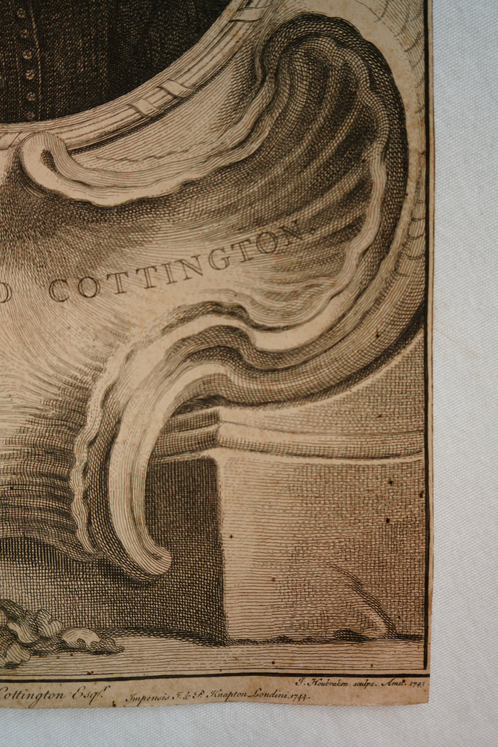 Antique Houbraken Engraving Portrait “Francis, Lord Cottington” Published 1744 | 9 x 14.75