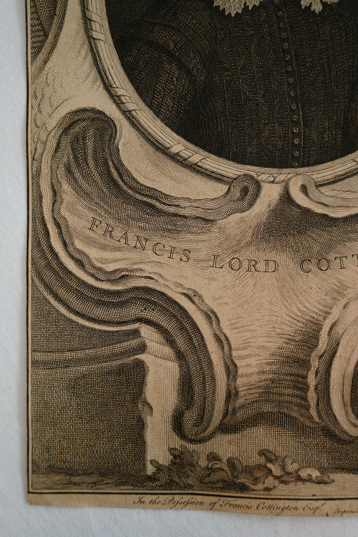 Antique Houbraken Engraving Portrait “Francis, Lord Cottington” Published 1744 | 9 x 14.75