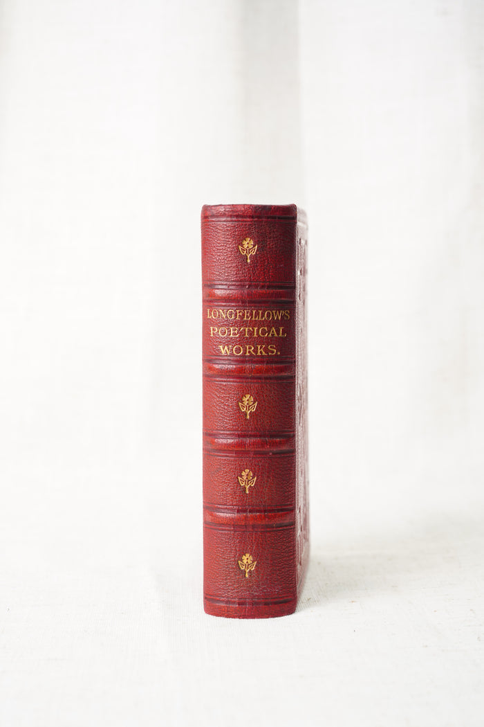 Antique Longfellow Poetry Book Red Leather 1869