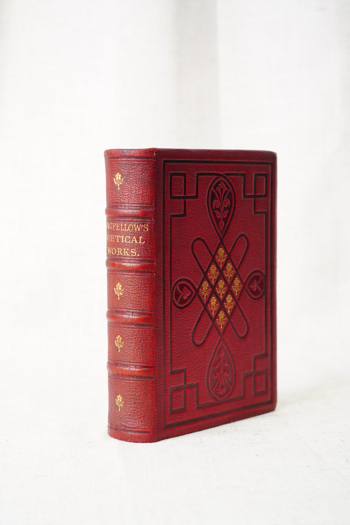 Antique Longfellow Poetry Book Red Leather 1869