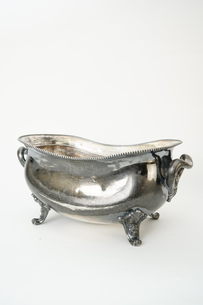 Antique Meriden Silver Plate Covered Tureen Serving Dish with Claw Feet
