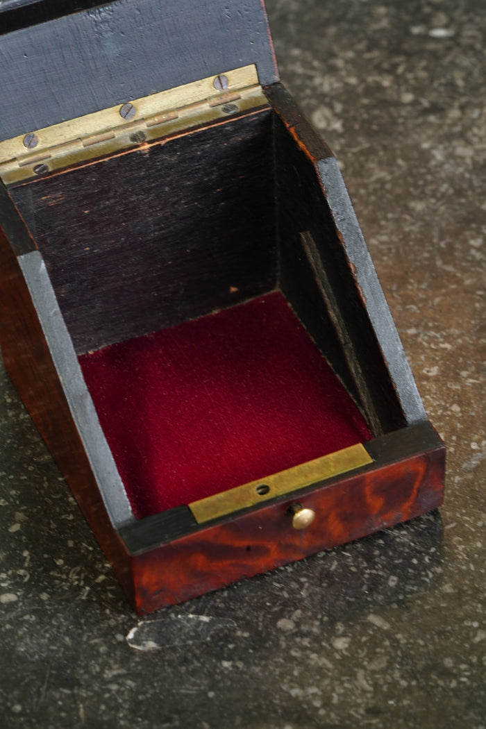 Antique Napoleon III Pocket Watch Holder Burl Wood with Mother-of-Pearl Inlay