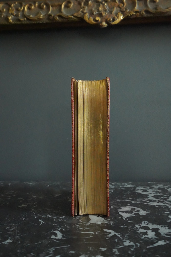 Antique Poetry Red Leather Book "The Works of Oliver Goldsmith"