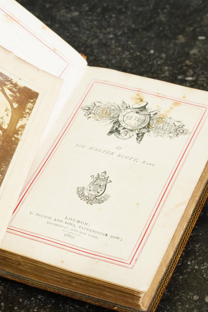 Antique Poetry The Lady of the Lake by Sir Walter Scott, Mauchline Binding Book