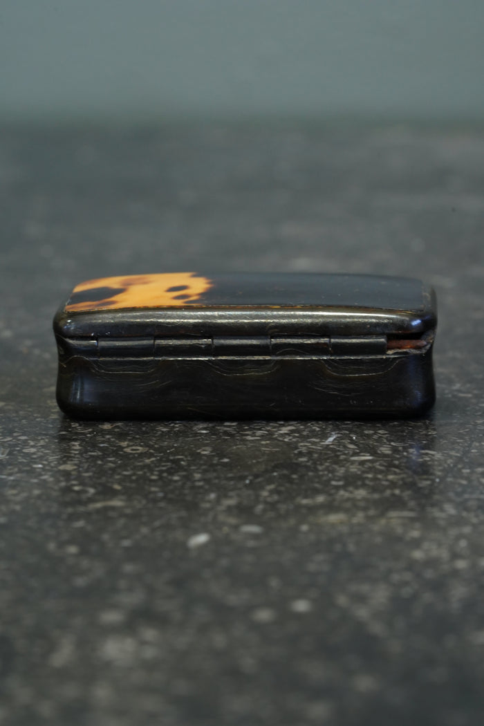 Antique Pressed Horn Snuff Box, England, Circa 1850