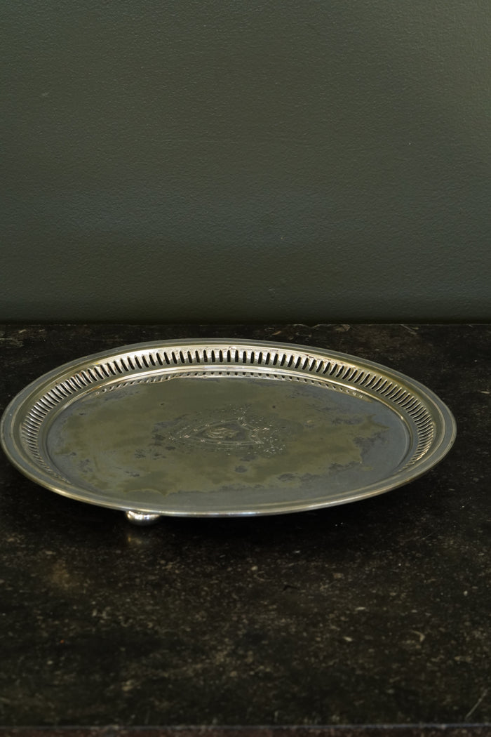 Antique Round Victorian Silverplate Tray, Roberts & Belk Sheffield