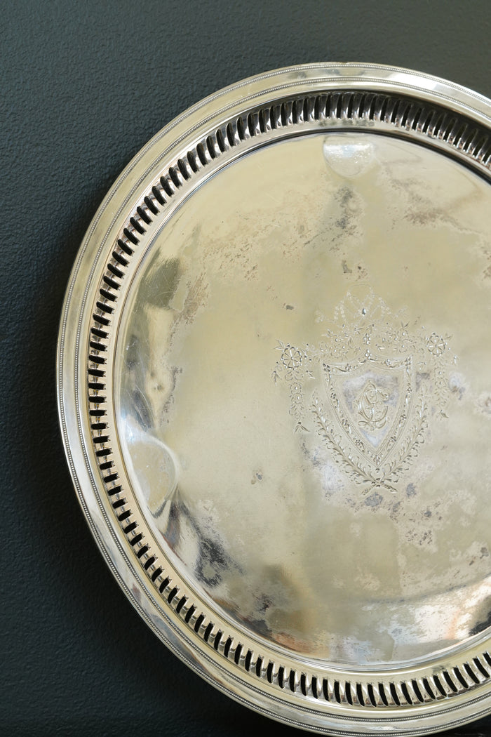 Antique Round Victorian Silverplate Tray, Roberts & Belk Sheffield