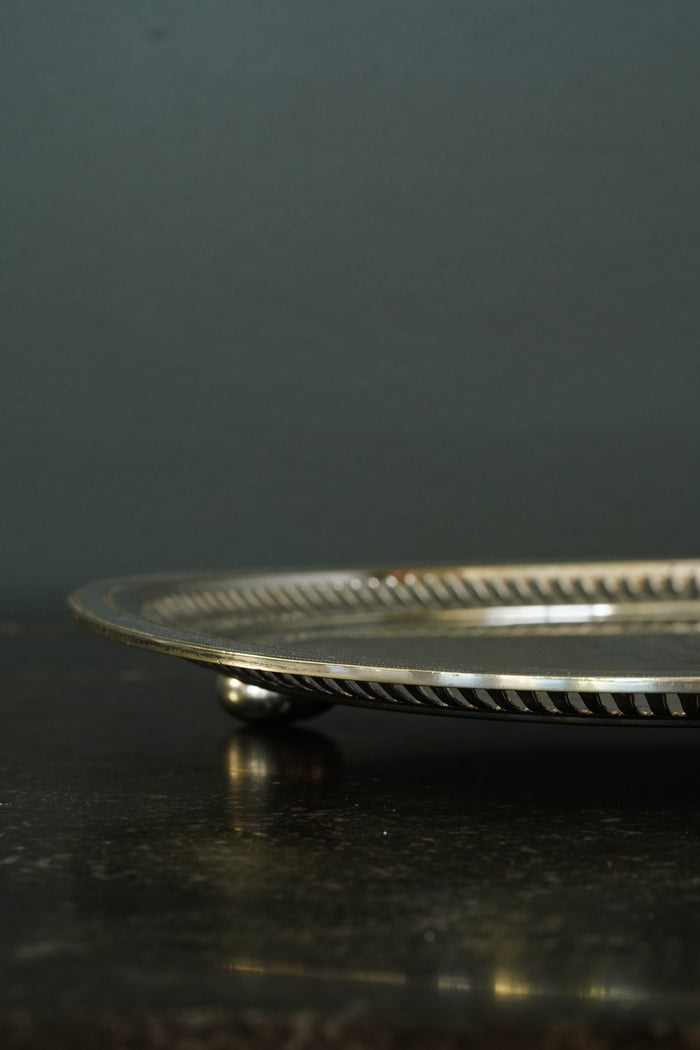 Antique Round Victorian Silverplate Tray, Roberts & Belk Sheffield