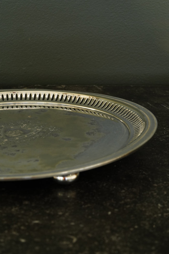 Antique Round Victorian Silverplate Tray, Roberts & Belk Sheffield