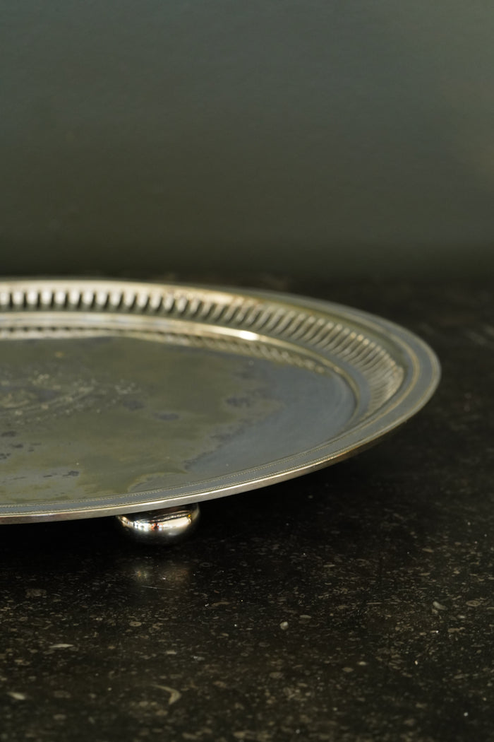 Antique Round Victorian Silverplate Tray, Roberts & Belk Sheffield