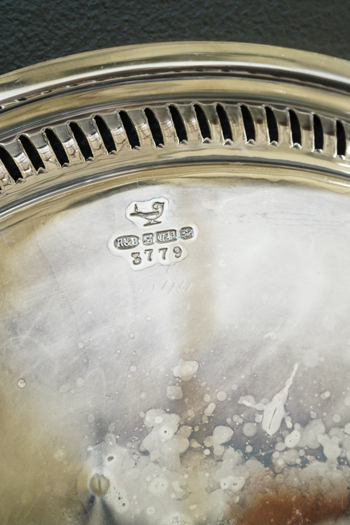 Antique Round Victorian Silverplate Tray, Roberts & Belk Sheffield