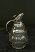 Antique Silver Plate Cut Glass Barrel Jug, England, Circa 1900