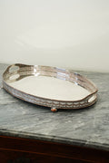 Antique Silver Plate Gallery Tray, Oval Serving Tray