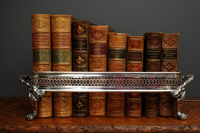 Antique Silver Plated Casserole Dish Holder Stand with Pierced Gallery