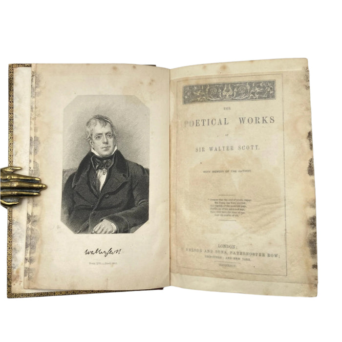 Antique The Poetical Works of Sir Walter Scott Mauchline Binding Book