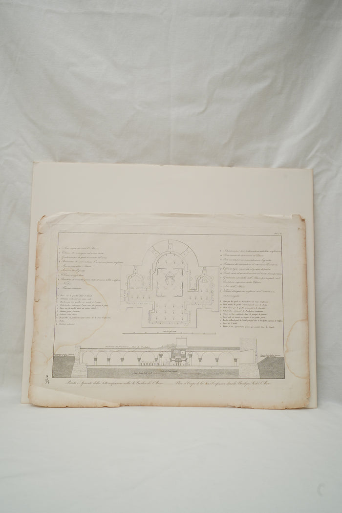 Antique Venetian Architectural Engraving of St Mark’s Basilica Crypt Plan