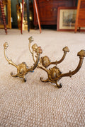 Antique Victorian Cast Brass Wall Hooks, Set of Three, Circa 1890
