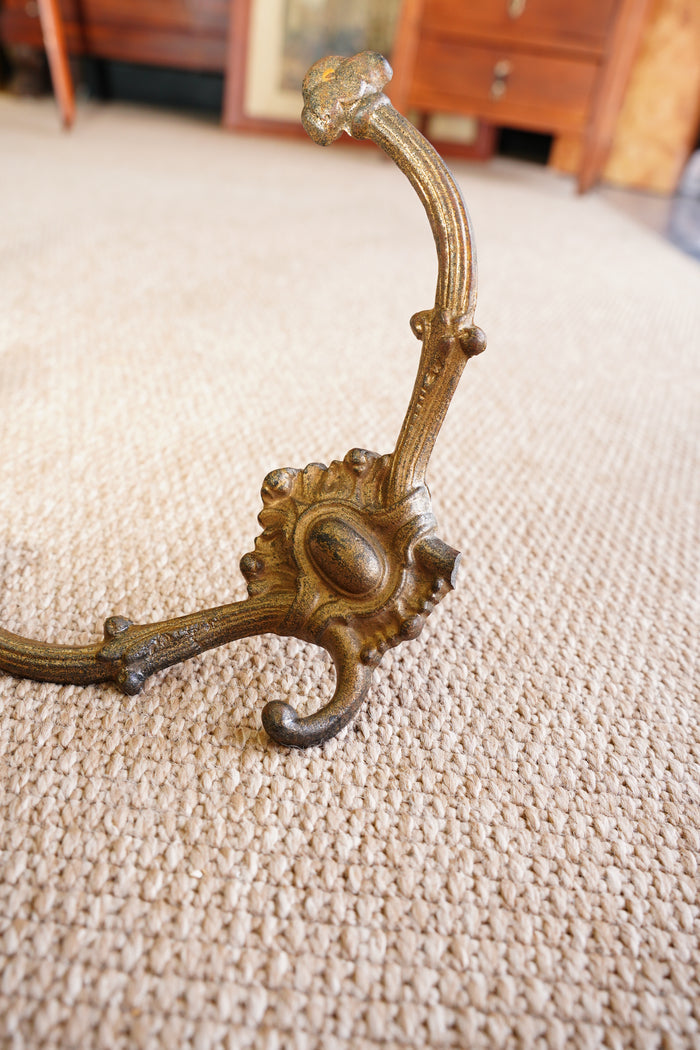 Antique Victorian Cast Brass Wall Hooks, Set of Three, Circa 1890