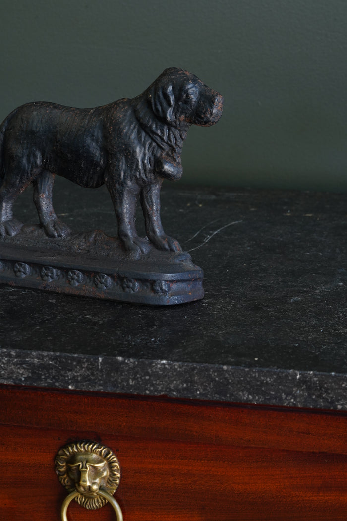 Antique Victorian Cast Iron Saint Bernard Doorstop with Rescue Barrel