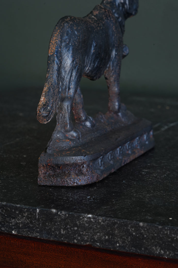 Antique Victorian Cast Iron Saint Bernard Doorstop with Rescue Barrel