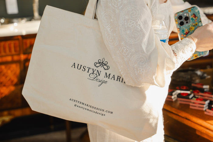 Austyn Marie Design Linen Blend Tote Bag